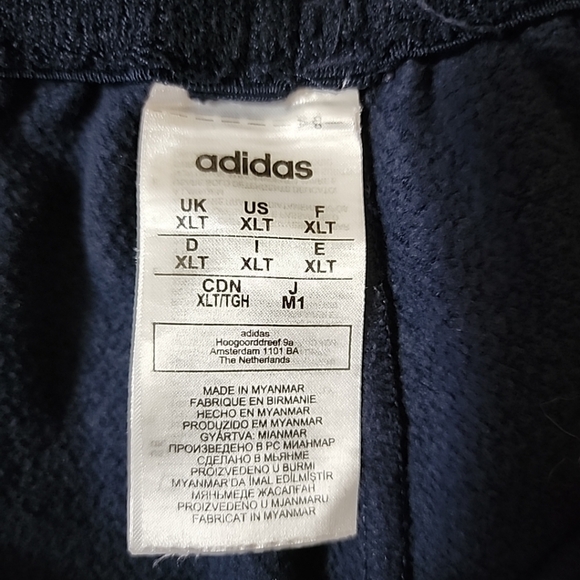 Adidas Sweatpants Mens XL Navy Blue 3 Stripes Lounge Joggers Pockets Fleece. - Picture 2 of 8